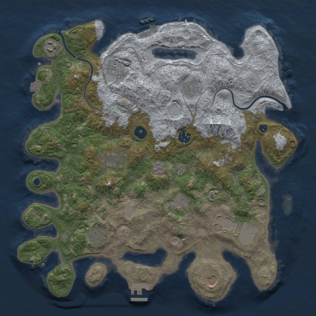 Rust Map: Procedural Map, Size: 3850, Seed: 634196, 17 Monuments