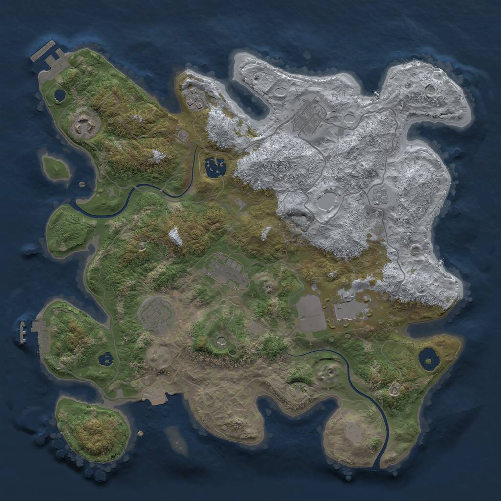 Rust Map: Procedural Map, Size: 3500, Seed: 1809443092, 13 Monuments