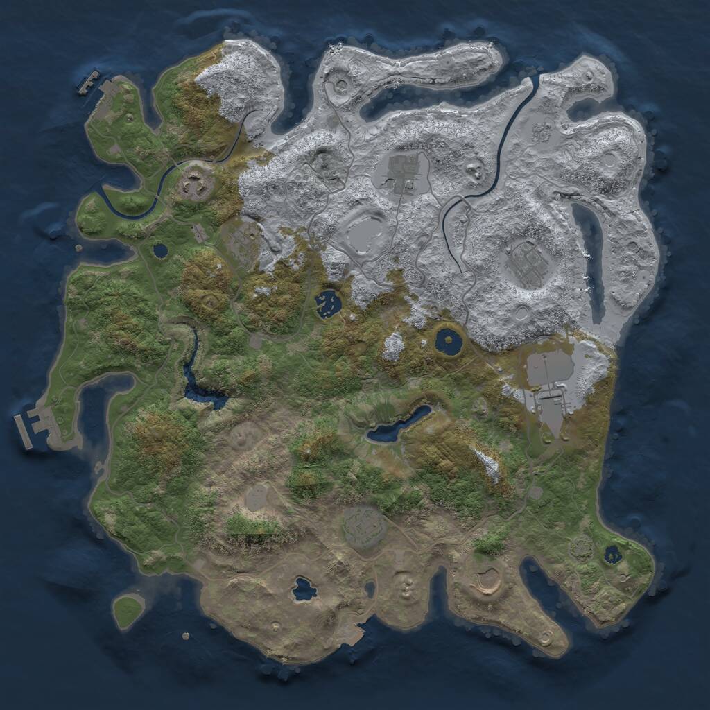 Rust Map: Procedural Map, Size: 4000, Seed: 383681815, 14 Monuments