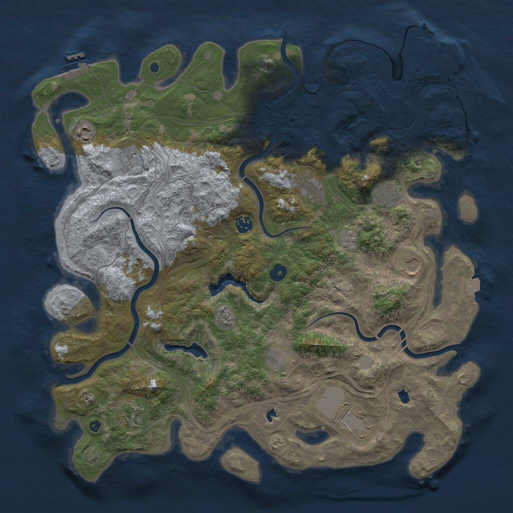 Rust Map: Procedural Map, Size: 4500, Seed: 492306283, 16 Monuments