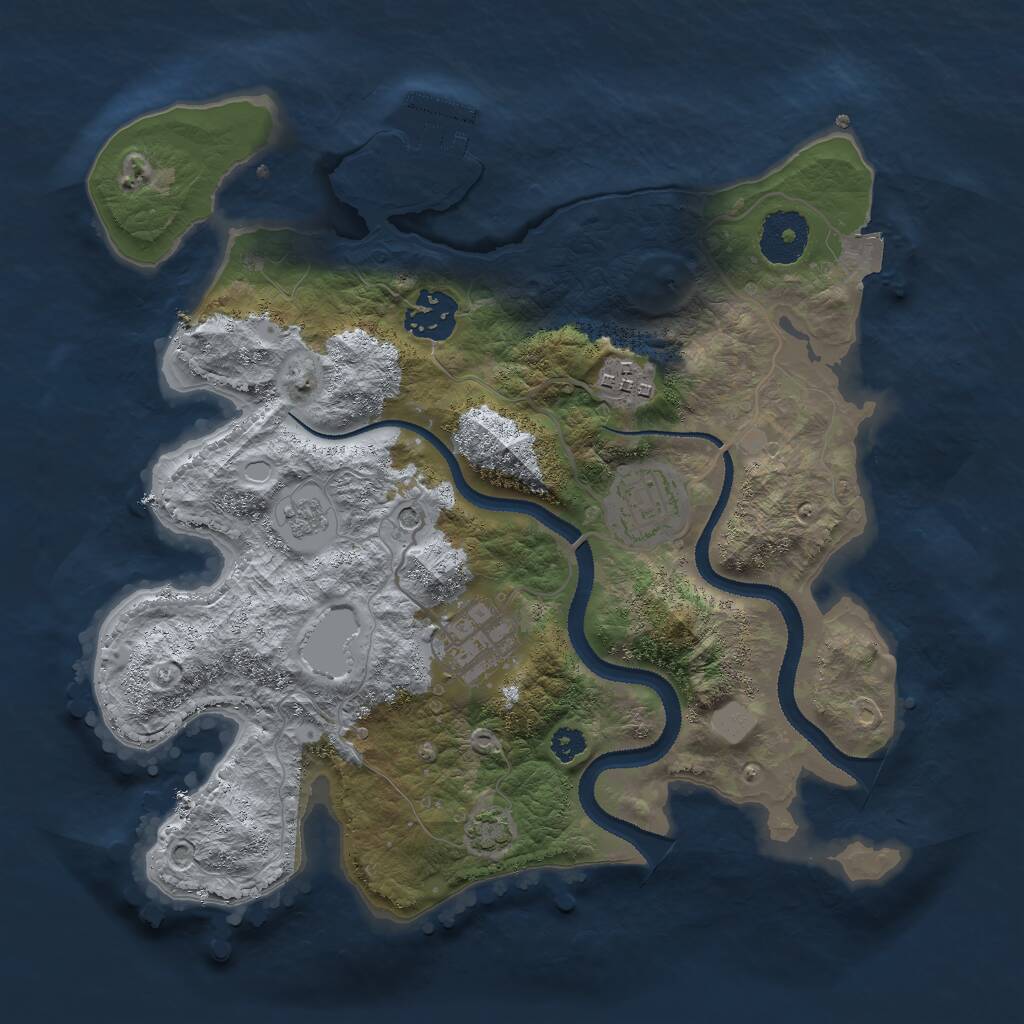 Rust Map: Procedural Map, Size: 3000, Seed: 142375278, 9 Monuments