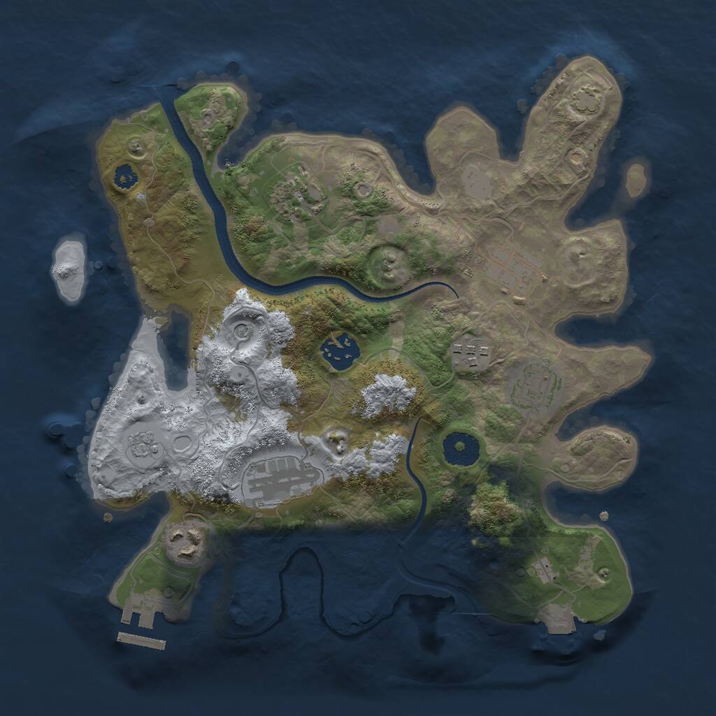 Rust Map: Procedural Map, Size: 3000, Seed: 889372929, 12 Monuments