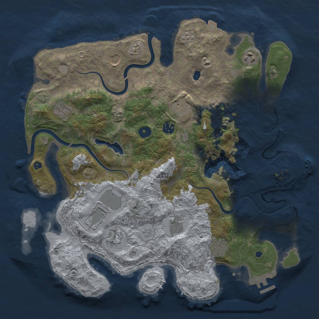 Rust Map: Procedural Map, Size: 4000, Seed: 1816414413, 16 Monuments