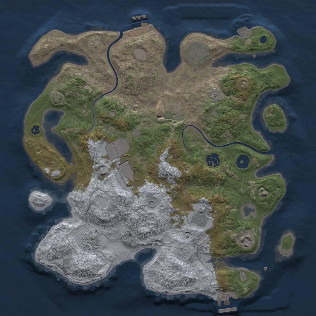 Rust Map: Procedural Map, Size: 3500, Seed: 742952301, 14 Monuments