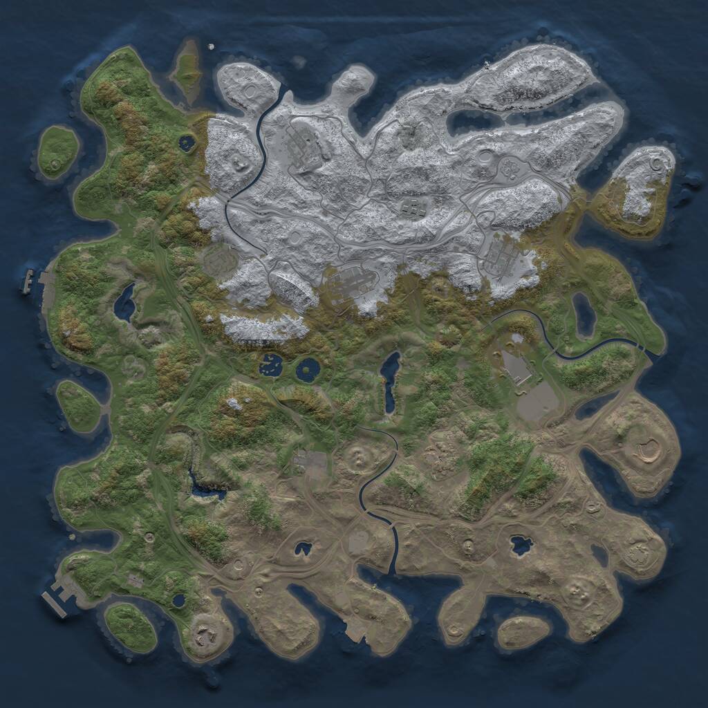 Rust Map: Procedural Map, Size: 4500, Seed: 218972826, 17 Monuments
