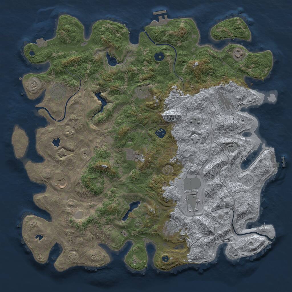 Rust Map: Procedural Map, Size: 4500, Seed: 45765647, 16 Monuments