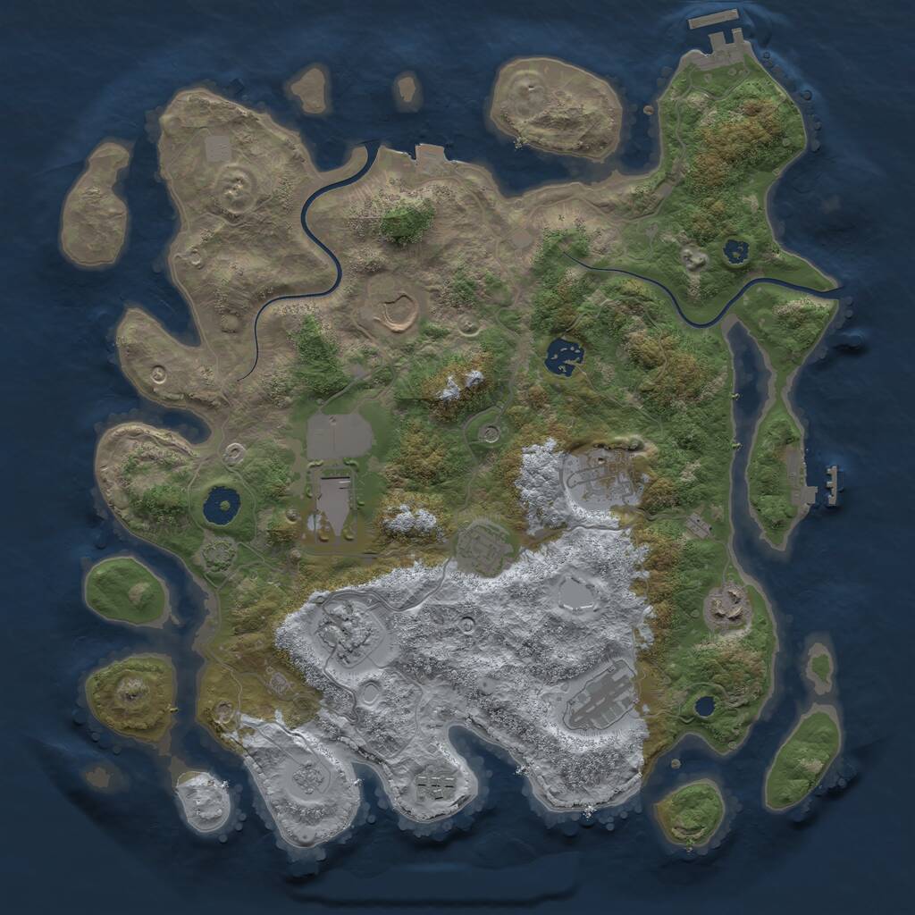 Rust Map: Procedural Map, Size: 3700, Seed: 1362721460, 15 Monuments