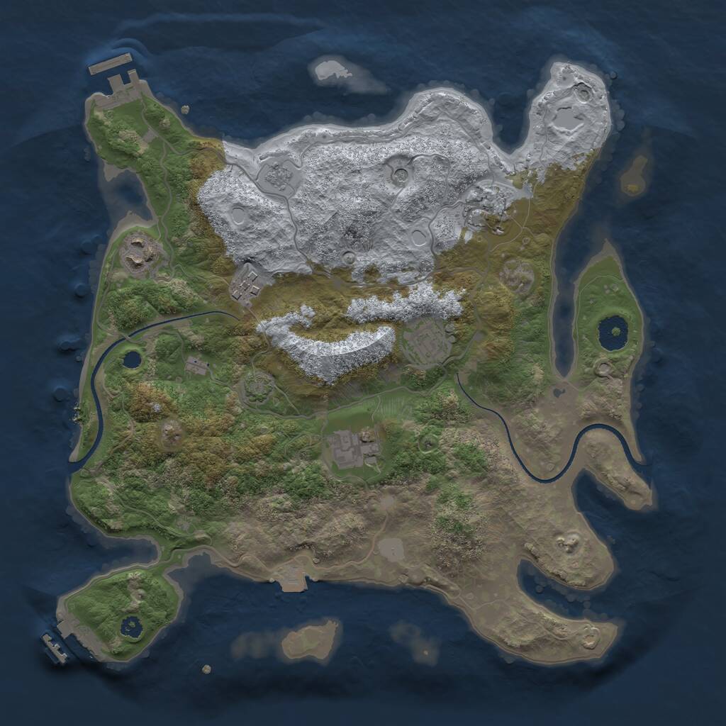 Rust Map: Procedural Map, Size: 3333, Seed: 1750848516, 11 Monuments