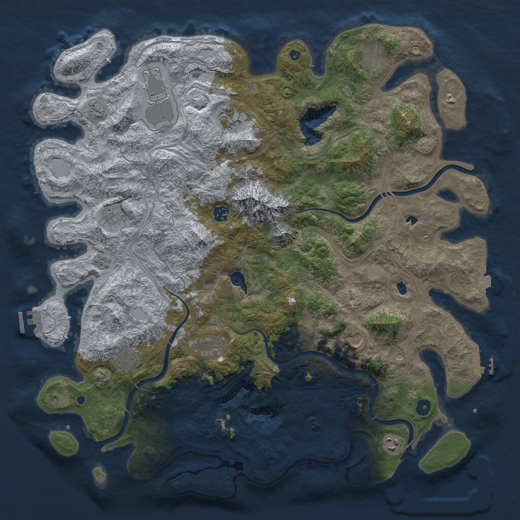 Rust Map: Procedural Map, Size: 5000, Seed: 1833090219, 16 Monuments