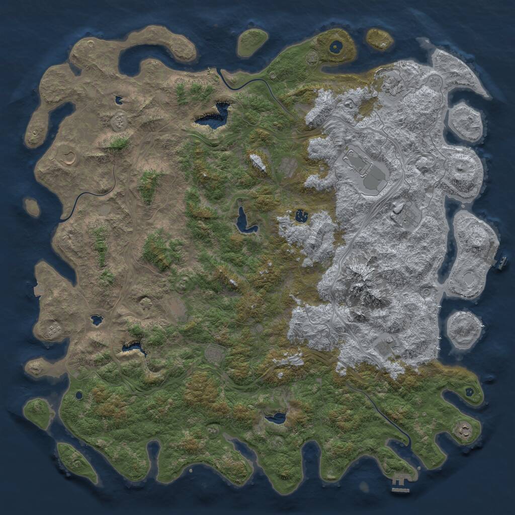 Rust Map: Procedural Map, Size: 6000, Seed: 1161257686, 17 Monuments