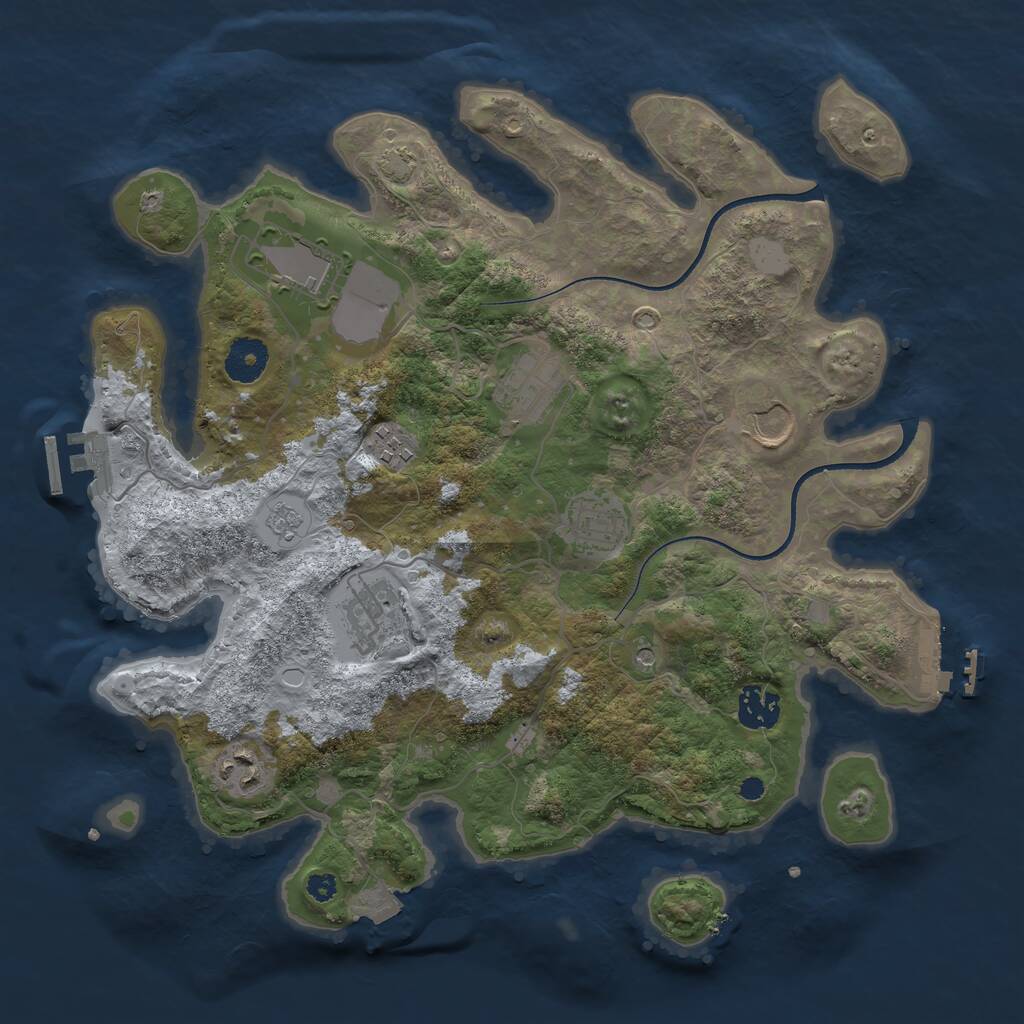 Rust Map: Procedural Map, Size: 3500, Seed: 1265861551, 14 Monuments