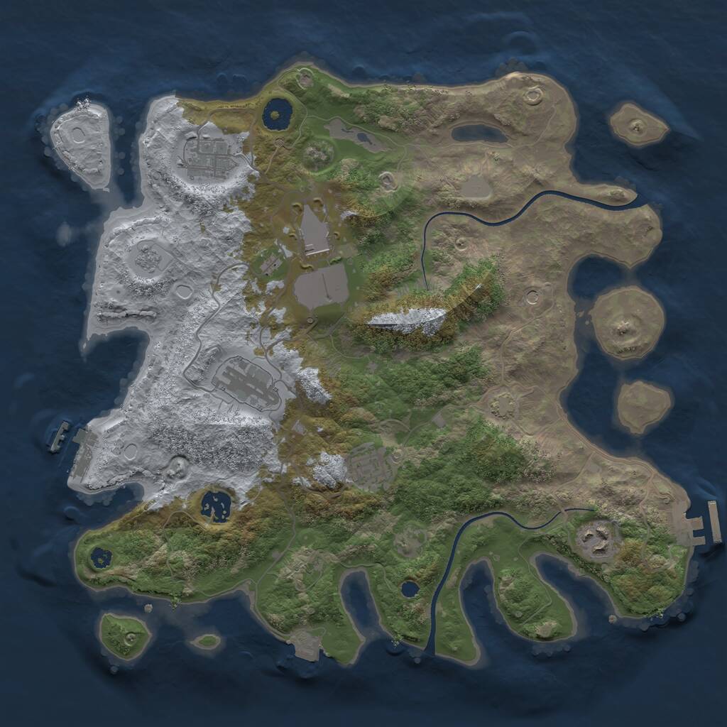 Rust Map: Procedural Map, Size: 3500, Seed: 781921620, 12 Monuments