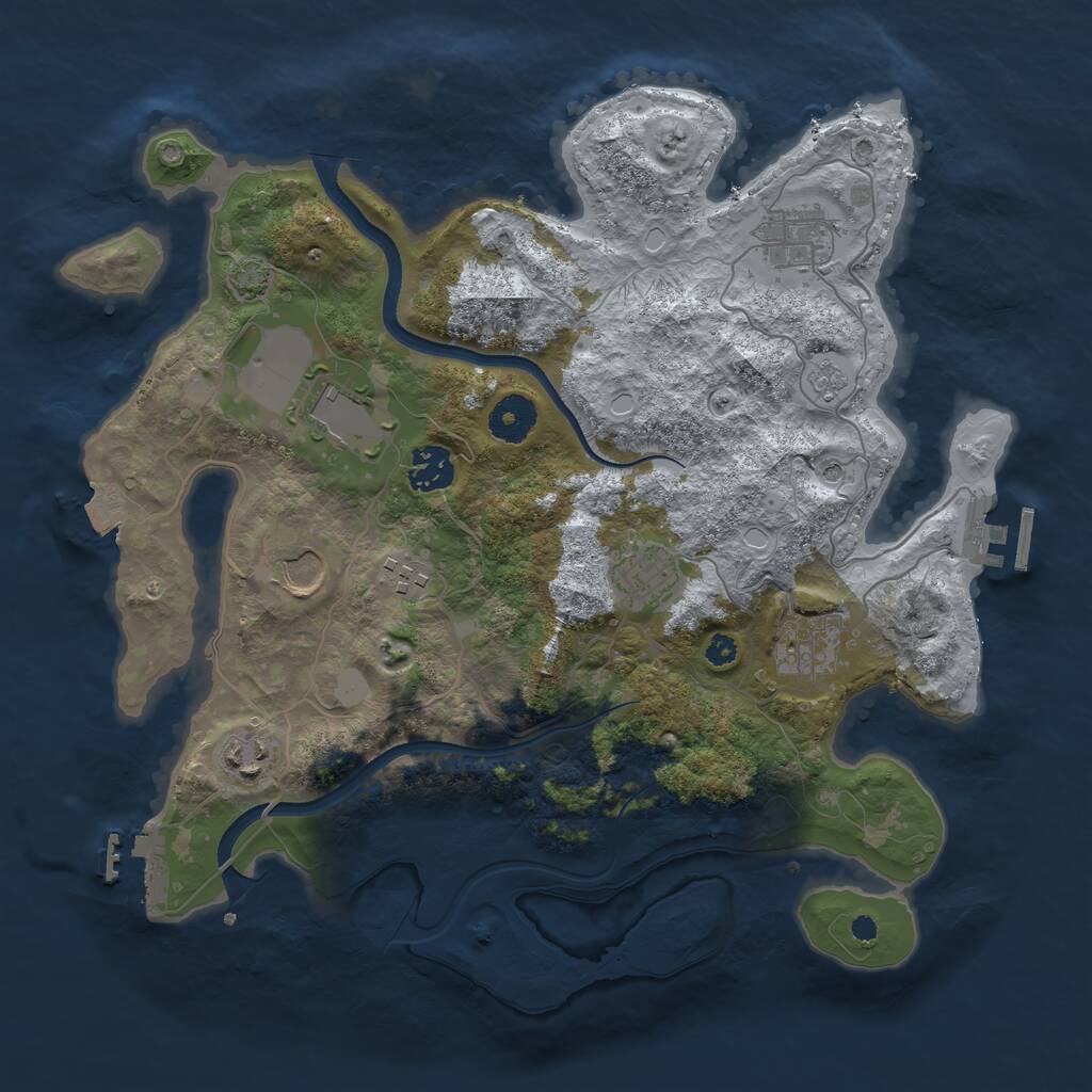 Rust Map: Procedural Map, Size: 3500, Seed: 1894547347, 14 Monuments