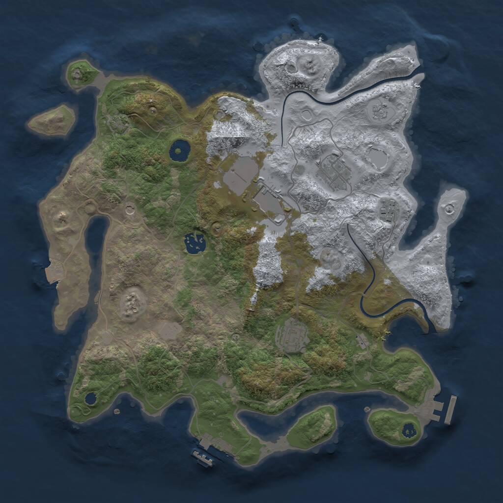 Rust Map: Procedural Map, Size: 3500, Seed: 1894547347, 11 Monuments