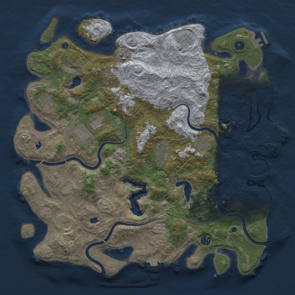 Rust Map: Procedural Map, Size: 4500, Seed: 1138555740, 16 Monuments