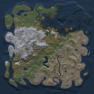 Thumbnail Rust Map: Procedural Map, Size: 5000, Seed: 220893398, 14 Monuments