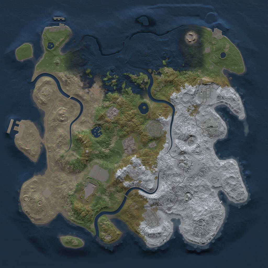 Rust Map: Procedural Map, Size: 3750, Seed: 231759741, 16 Monuments