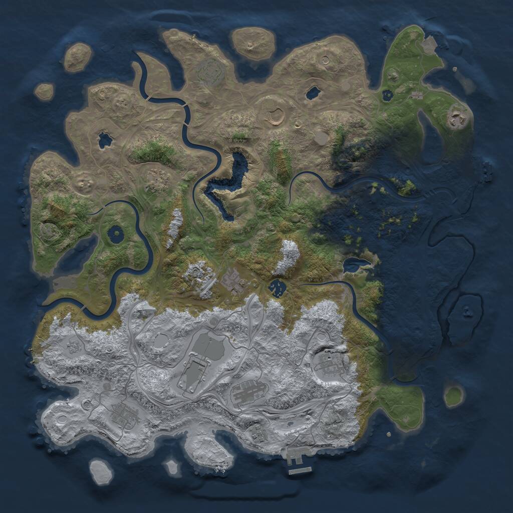 Rust Map: Procedural Map, Size: 4500, Seed: 851809997, 17 Monuments