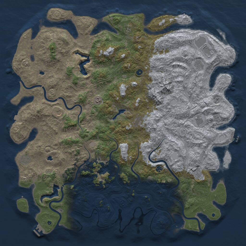 Rust Map: Procedural Map, Size: 6000, Seed: 852875005, 17 Monuments