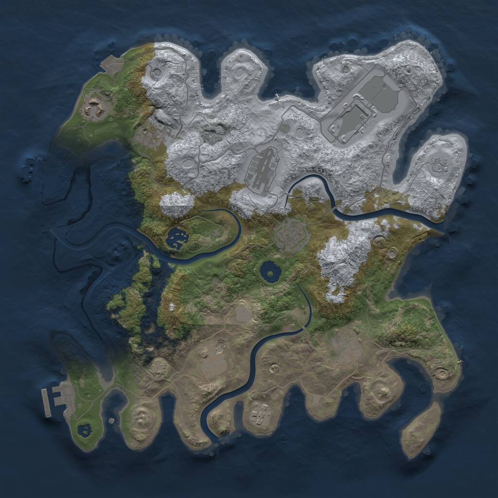 Rust Map: Procedural Map, Size: 3500, Seed: 1917695156, 15 Monuments