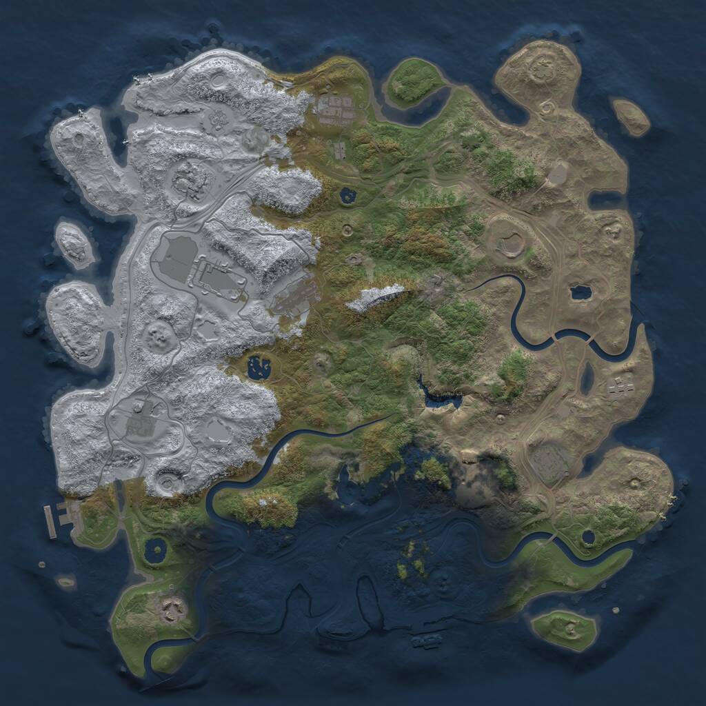 Rust Map: Procedural Map, Size: 4300, Seed: 1805682257, 17 Monuments