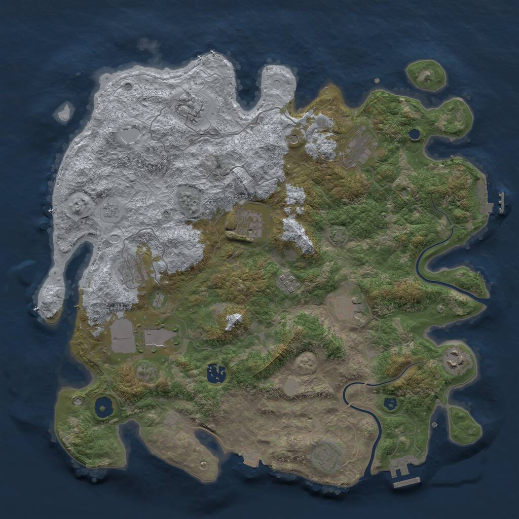 Rust Map: Procedural Map, Size: 3900, Seed: 1298464231, 16 Monuments