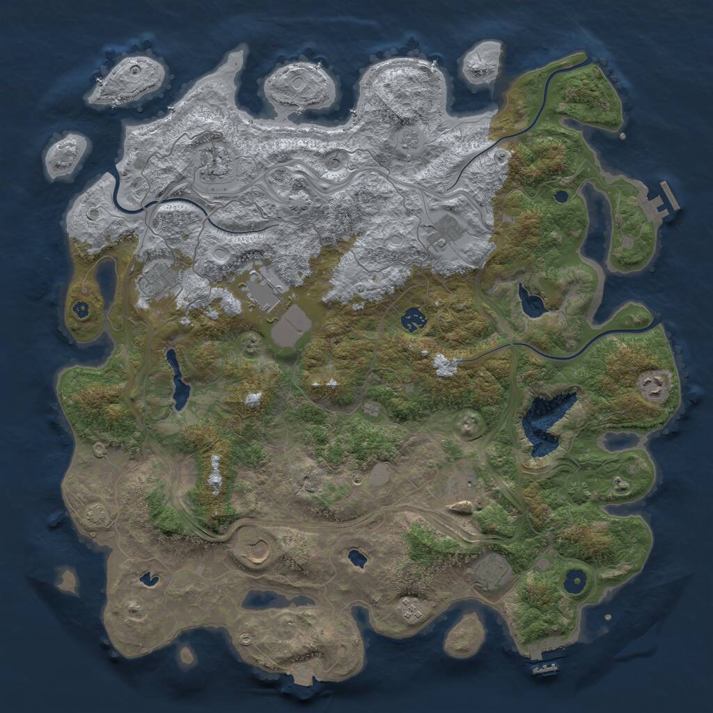 Rust Map: Procedural Map, Size: 4500, Seed: 1894750549, 16 Monuments