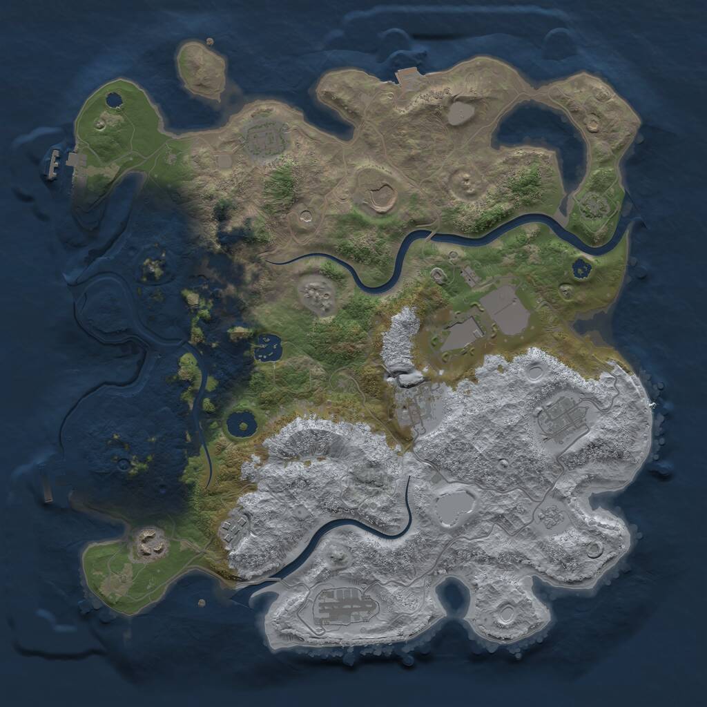 Rust Map: Procedural Map, Size: 3700, Seed: 761420441, 16 Monuments