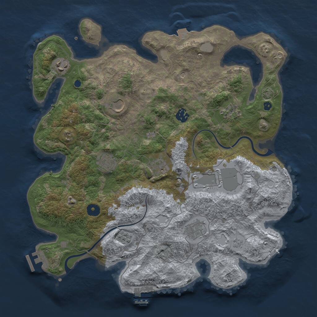 Rust Map: Procedural Map, Size: 3700, Seed: 761420441, 15 Monuments