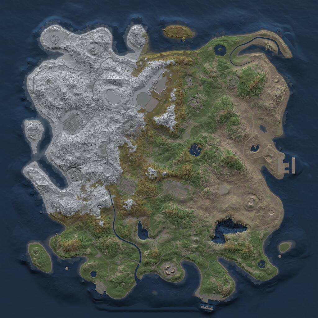 Rust Map: Procedural Map, Size: 4000, Seed: 886615, 14 Monuments