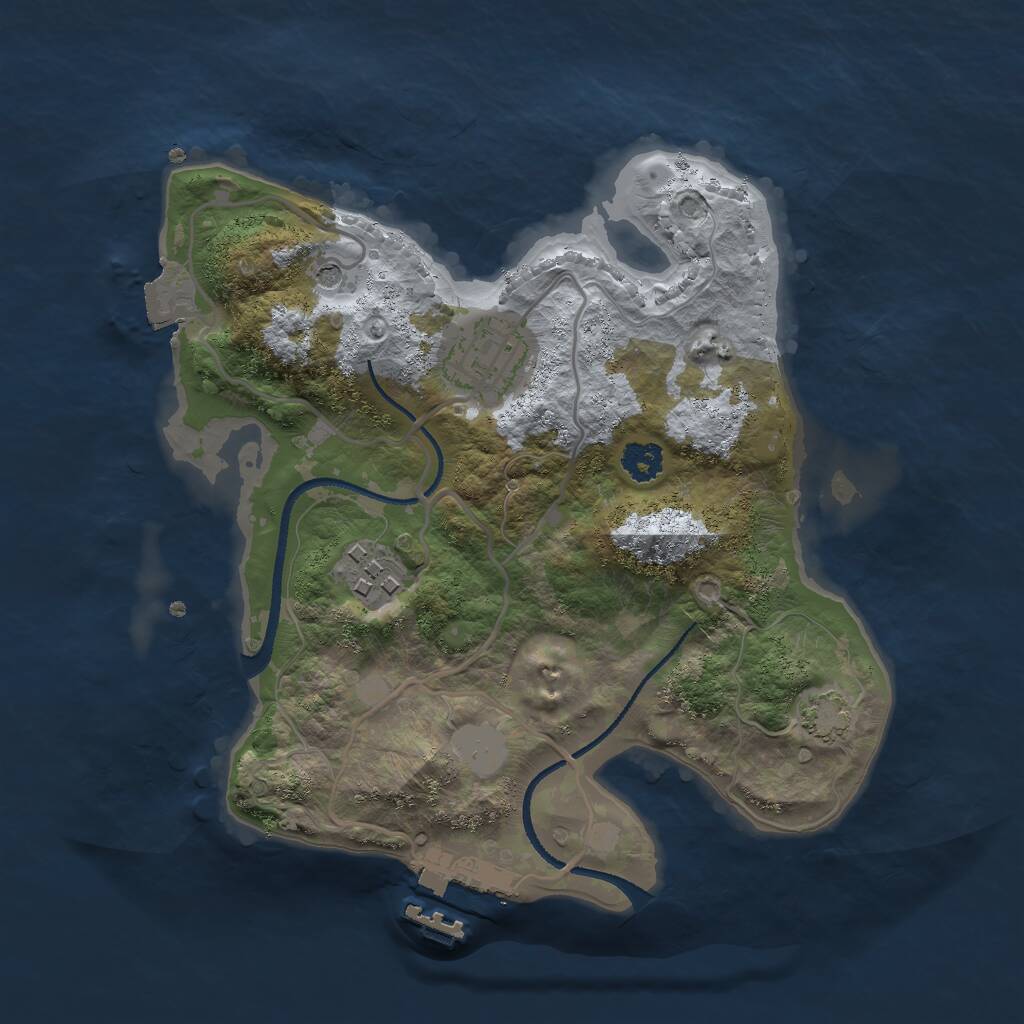 Rust Map: Procedural Map, Size: 2500, Seed: 775936949, 6 Monuments