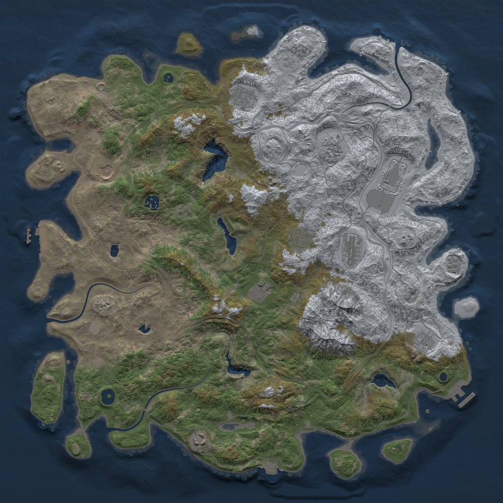 Rust Map: Procedural Map, Size: 5000, Seed: 155555, 17 Monuments