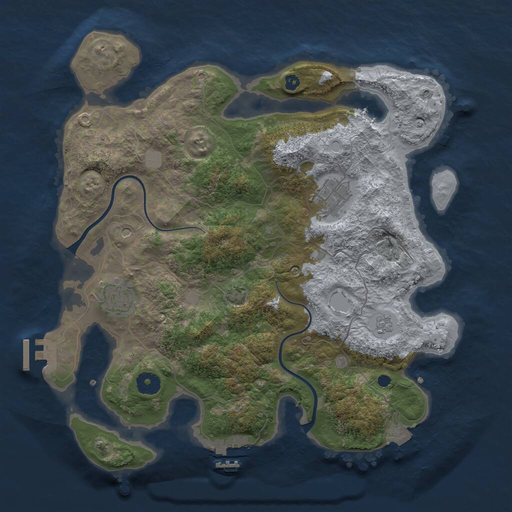Rust Map: Procedural Map, Size: 3300, Seed: 442019835, 8 Monuments