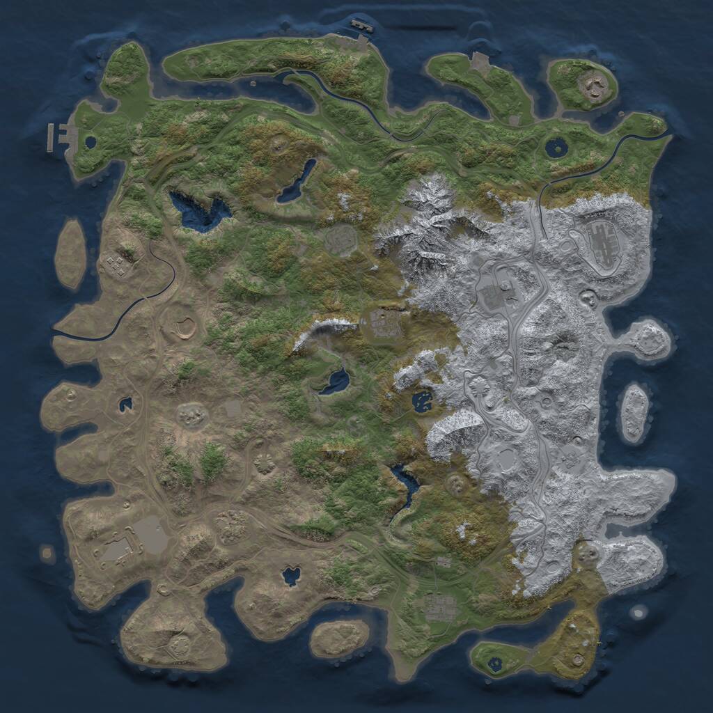 Rust Map: Procedural Map, Size: 5001, Seed: 1419273627, 17 Monuments