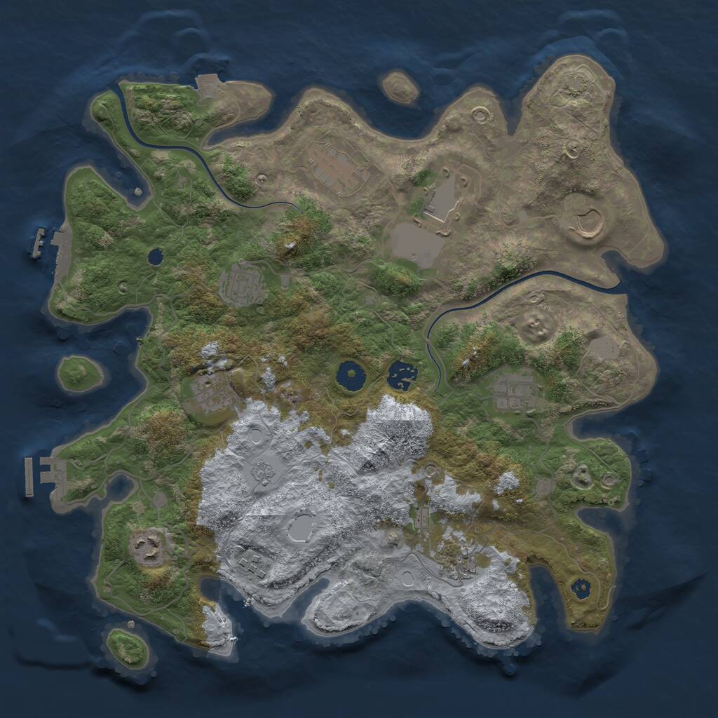 Rust Map: Procedural Map, Size: 3700, Seed: 998141, 16 Monuments
