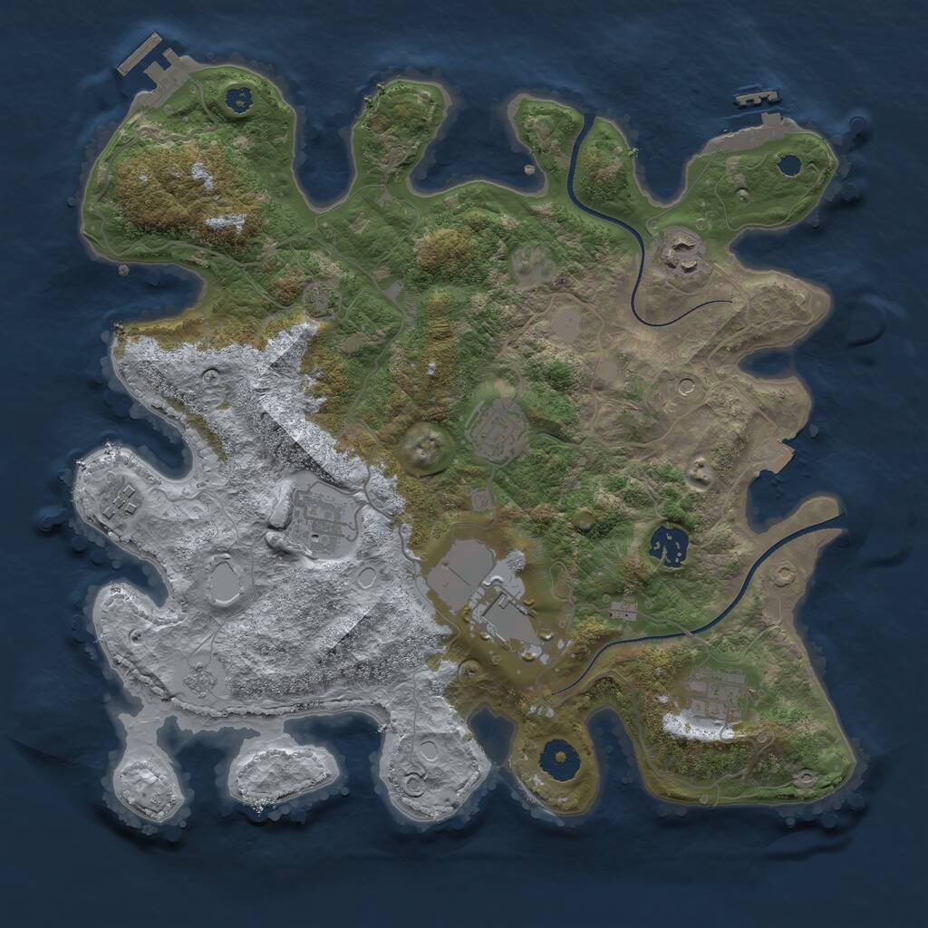 Rust Map: Procedural Map, Size: 3500, Seed: 67676567, 13 Monuments