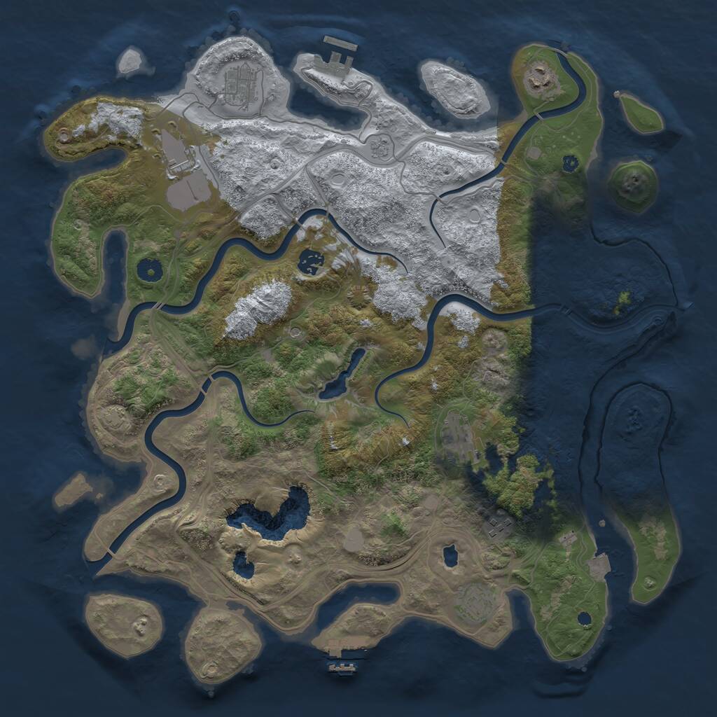 Rust Map: Procedural Map, Size: 4250, Seed: 985027323, 13 Monuments