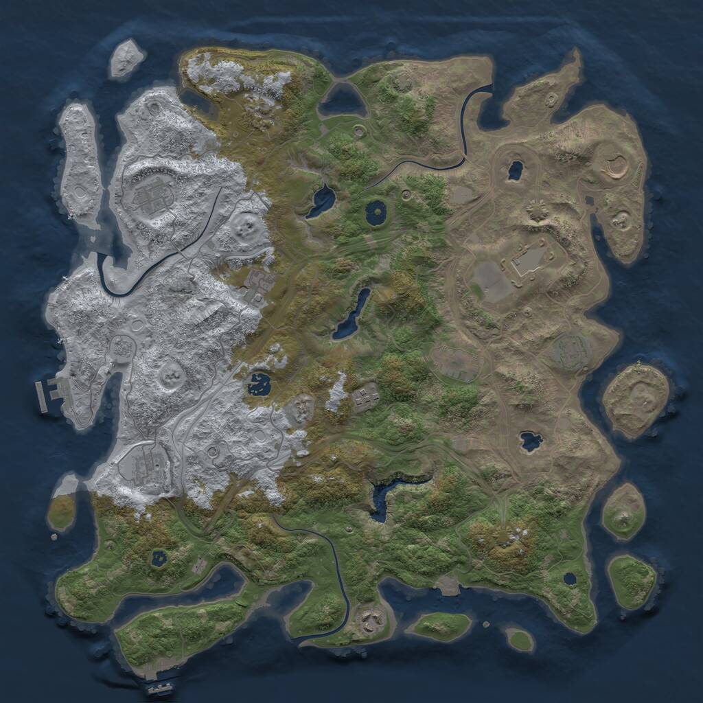 Rust Map: Procedural Map, Size: 4500, Seed: 2062751335, 17 Monuments