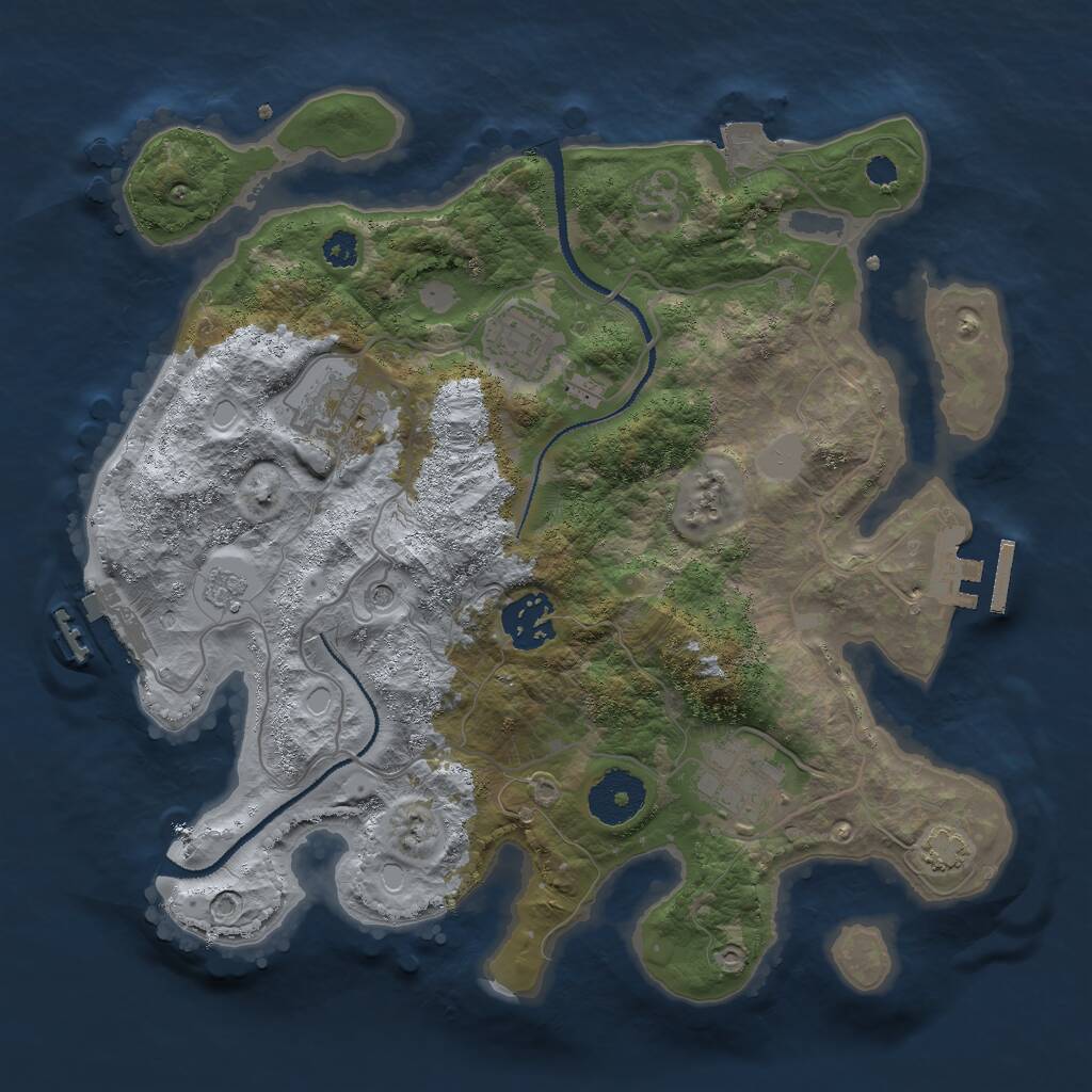 Rust Map: Procedural Map, Size: 3000, Seed: 1873368569, 10 Monuments