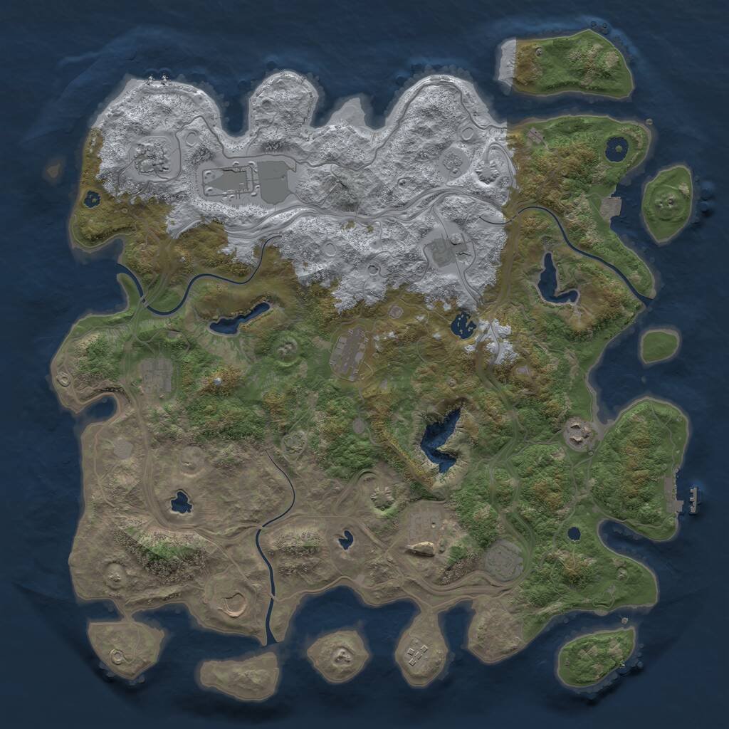 Rust Map: Procedural Map, Size: 4500, Seed: 1633359989, 16 Monuments