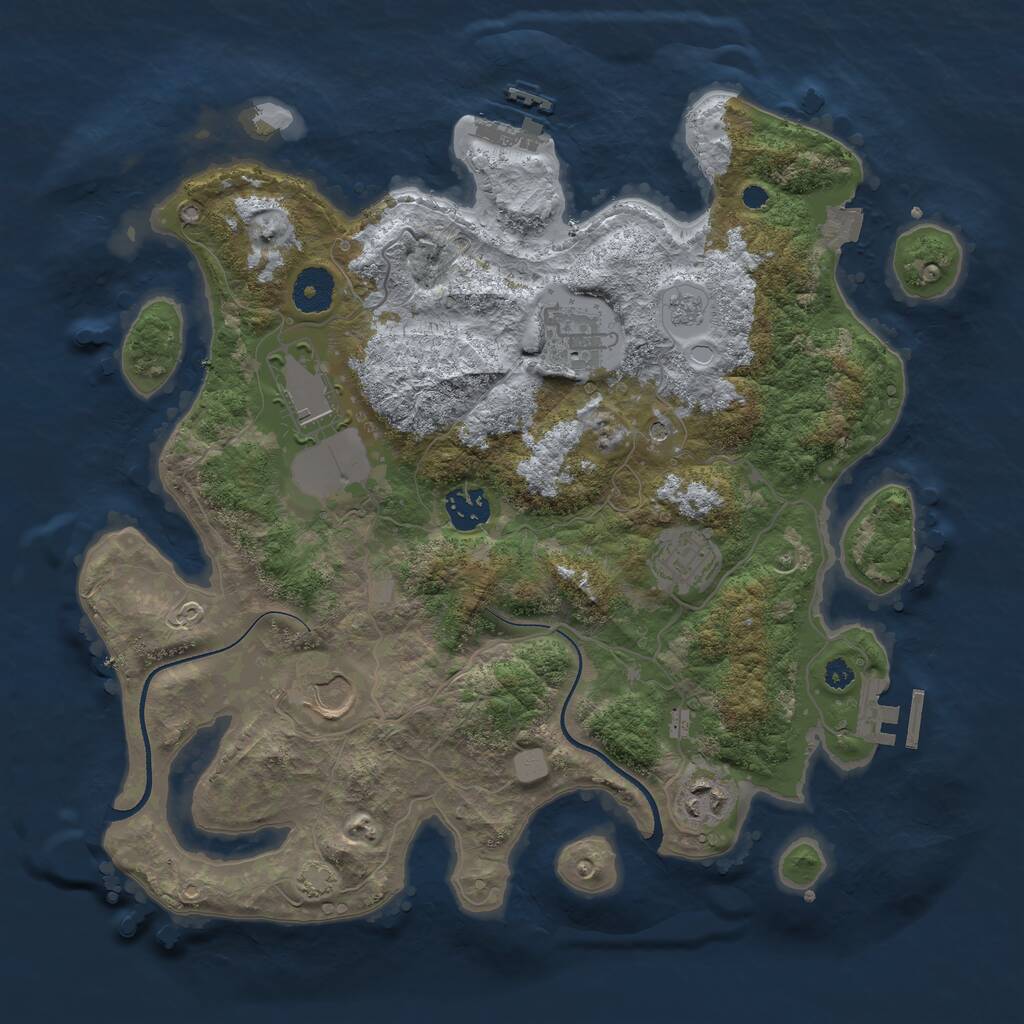 Rust Map: Procedural Map, Size: 3500, Seed: 874332, 12 Monuments