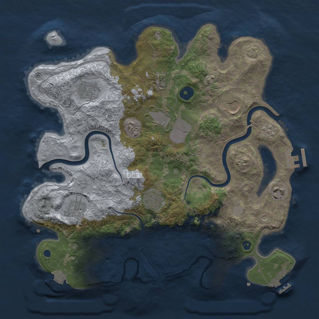 Rust Map: Procedural Map, Size: 3500, Seed: 867475351, 14 Monuments