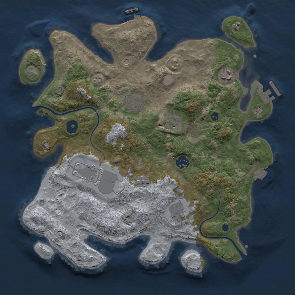 Rust Map: Procedural Map, Size: 3500, Seed: 518090443, 13 Monuments