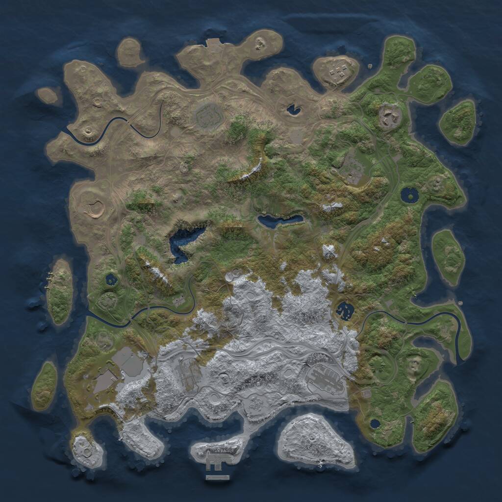 Rust Map: Procedural Map, Size: 4300, Seed: 387460886, 14 Monuments