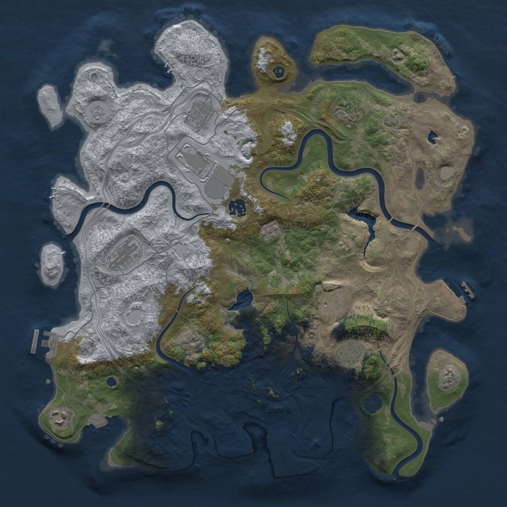 Rust Map: Procedural Map, Size: 4250, Seed: 1852009074, 15 Monuments
