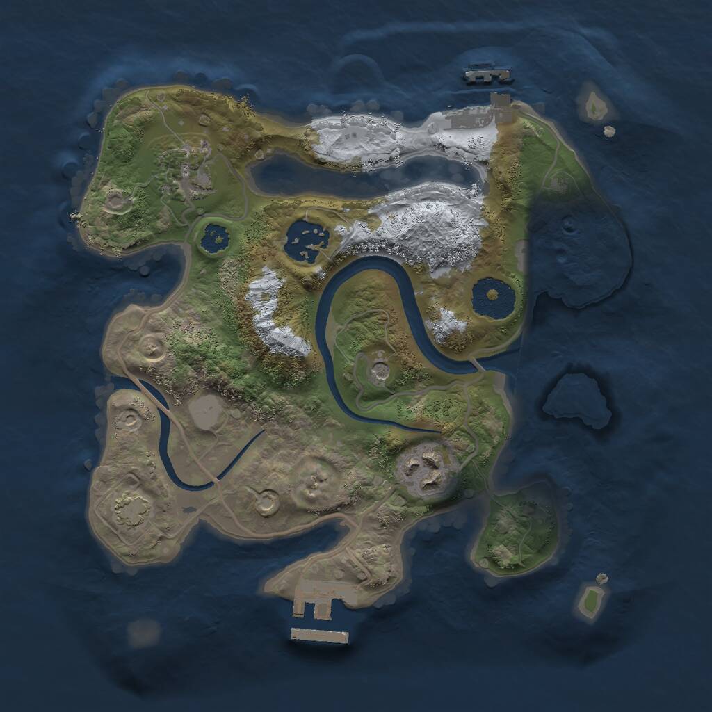 Rust Map: Procedural Map, Size: 2500, Seed: 613704521, 8 Monuments