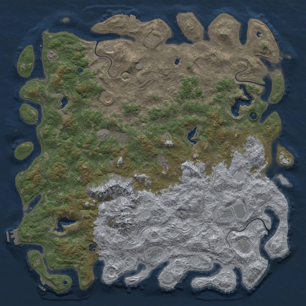 Rust Map: Procedural Map, Size: 6000, Seed: 7873, 17 Monuments