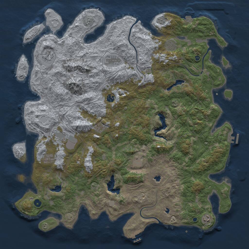 Rust Map: Procedural Map, Size: 5000, Seed: 1283833089, 16 Monuments