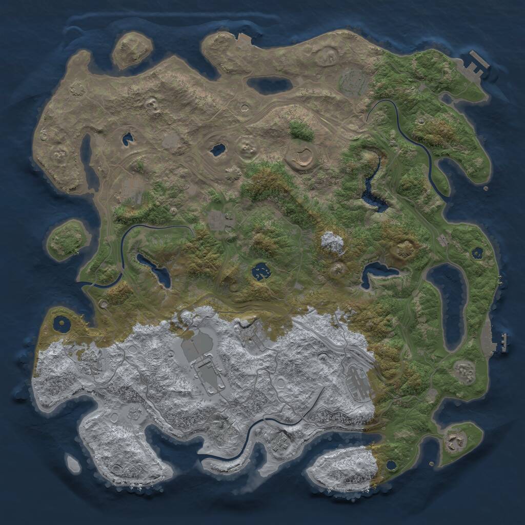 Rust Map: Procedural Map, Size: 4500, Seed: 1373678290, 17 Monuments