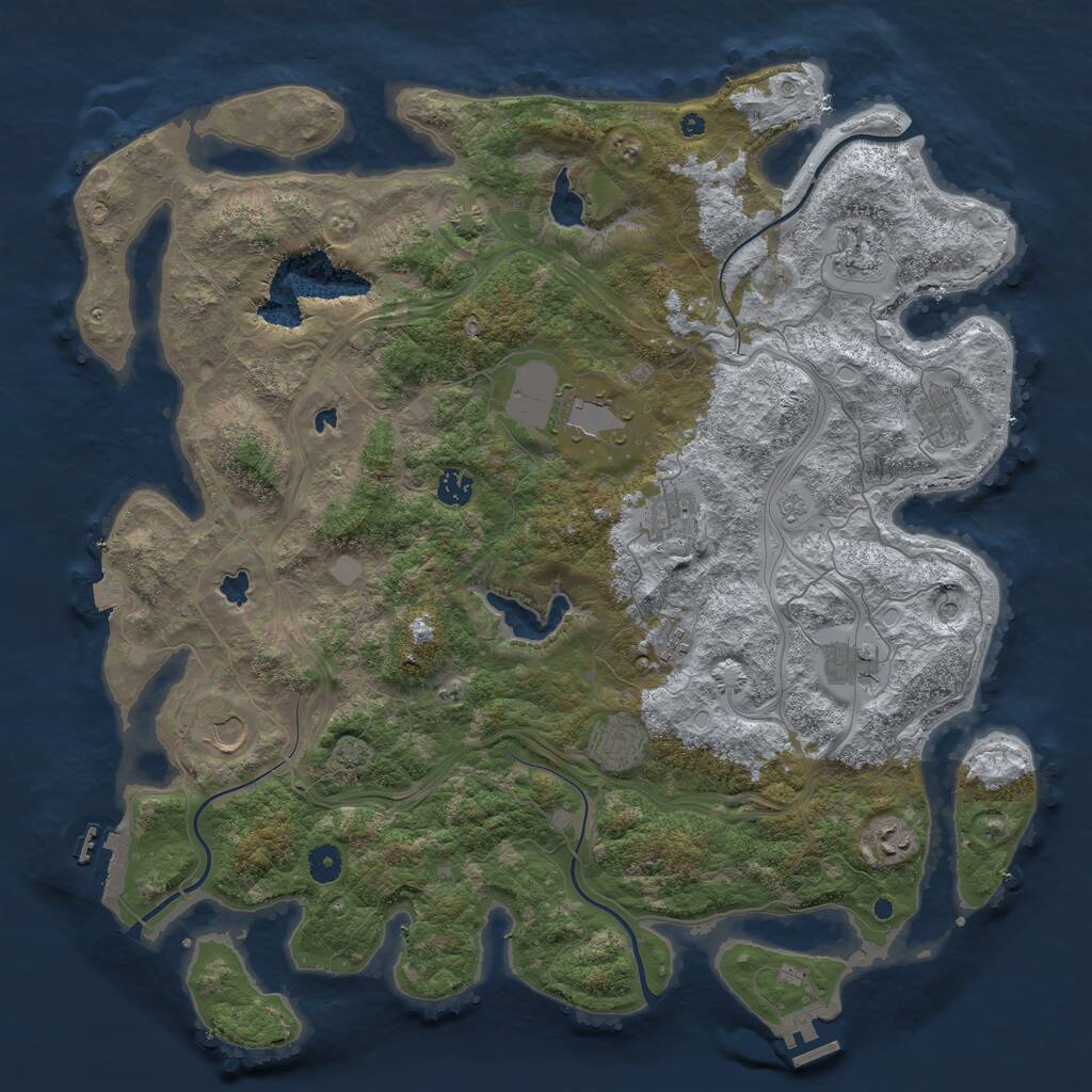 Rust Map: Procedural Map, Size: 4500, Seed: 1733989735, 16 Monuments